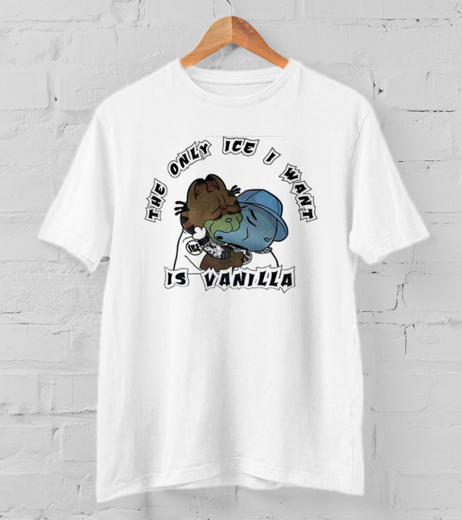 Orange Cat The Only Ice I Want Is Vanilla Hugging T-Shirt