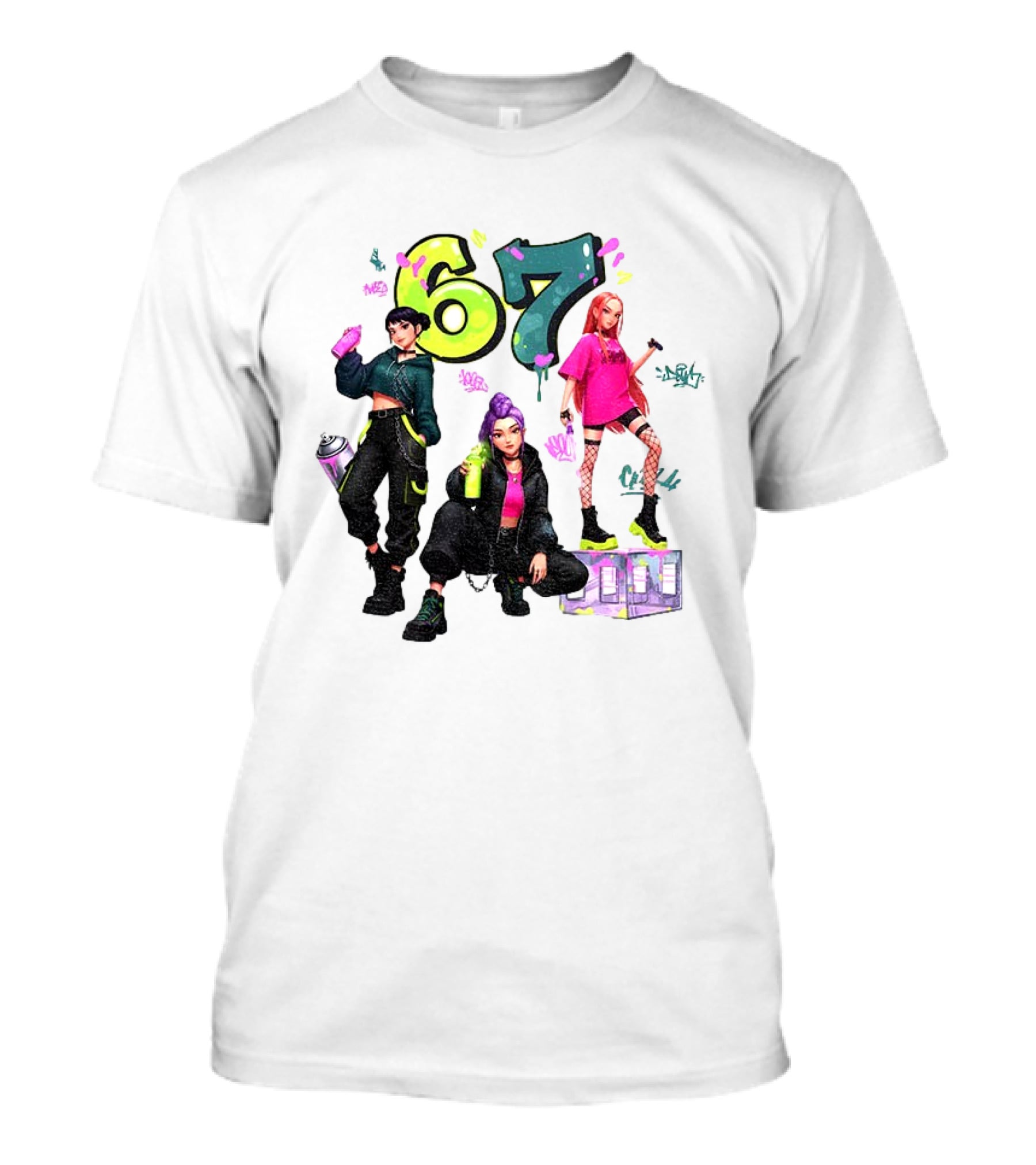 Six Seven 67 Graffiti Kpop Huntrix Girls Band Meme T-Shirt