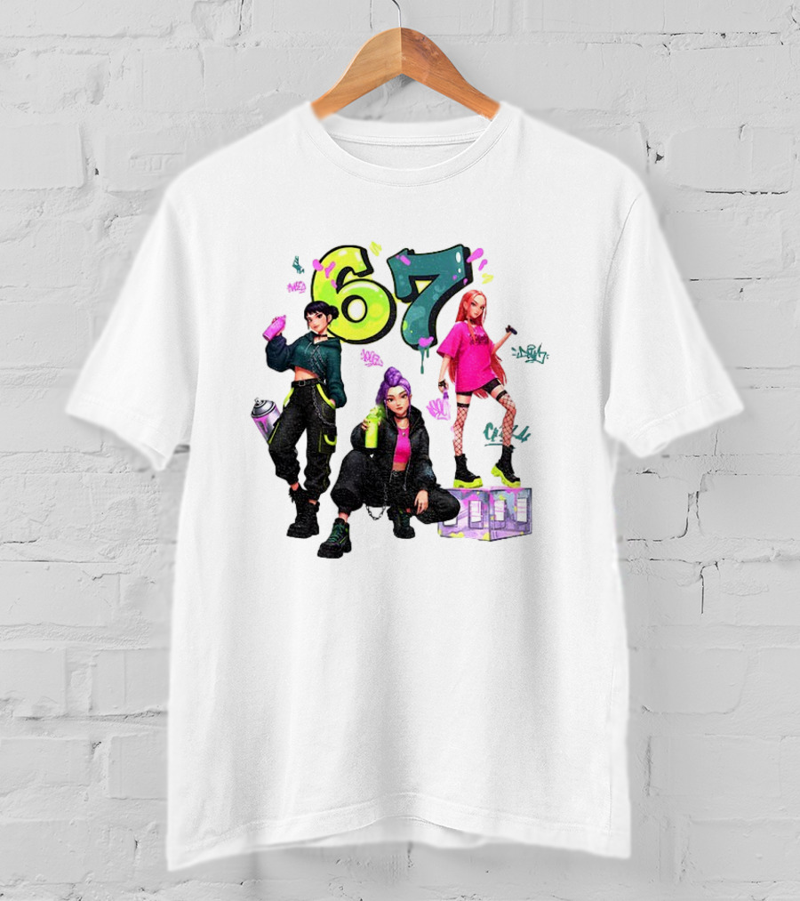Six Seven 67 Graffiti Kpop Huntrix Girls Band Meme T-Shirt