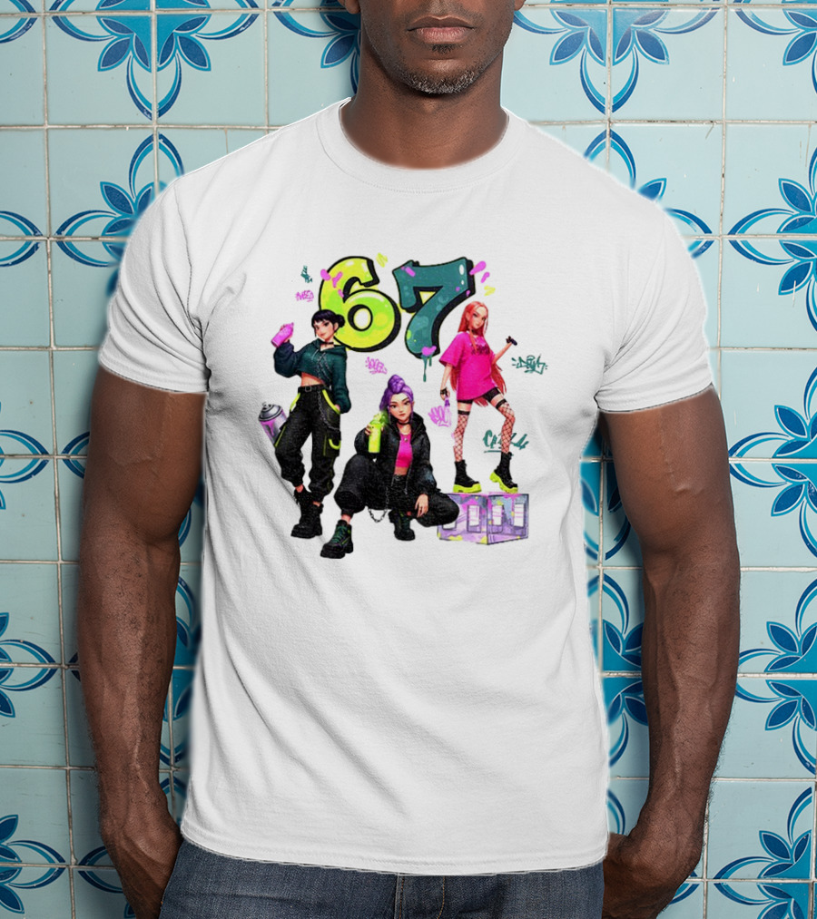 Six Seven 67 Graffiti Kpop Huntrix Girls Band Meme T-Shirt
