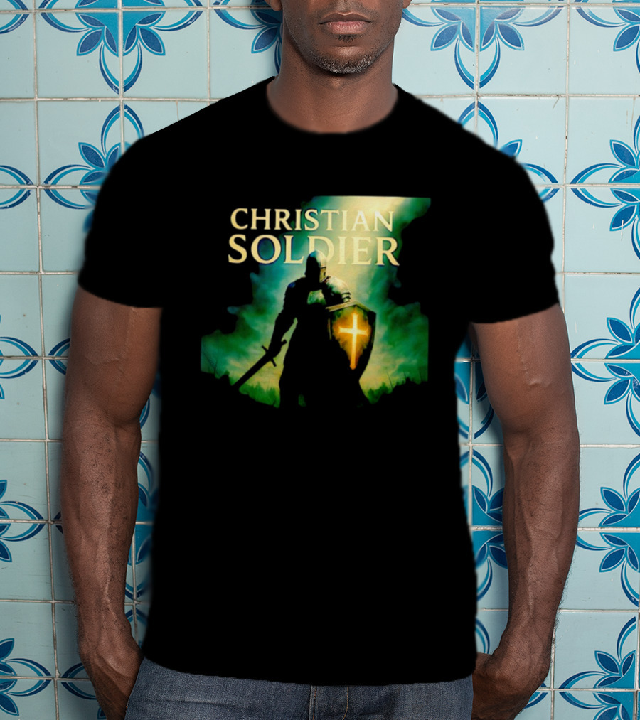 Christian Soldier Knight Shield Cross Iconic Warrior T-Shirt