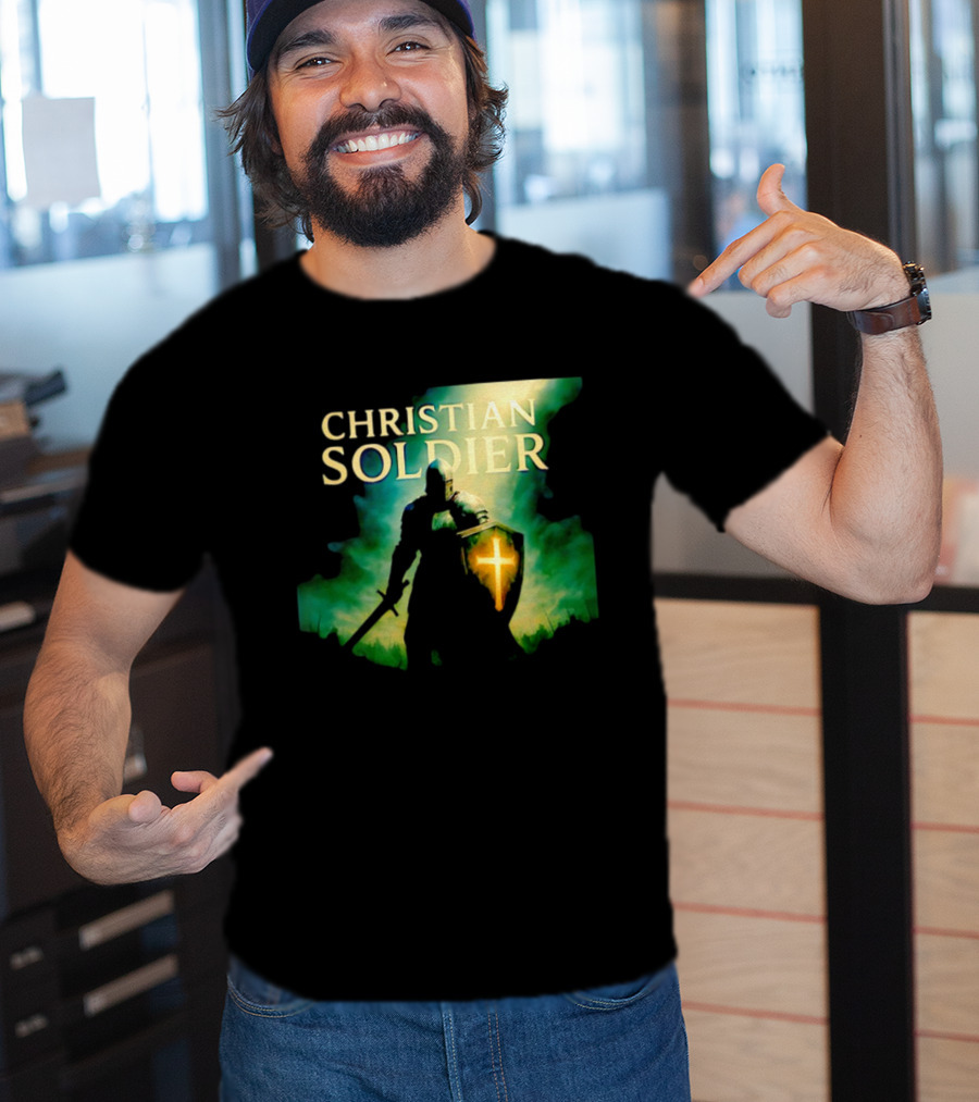 Christian Soldier Knight Shield Cross Iconic Warrior T-Shirt