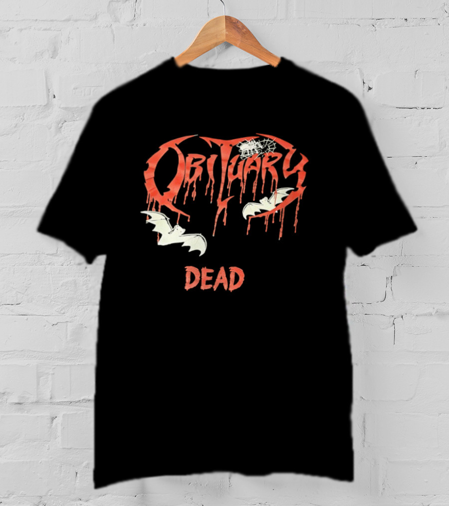 Obituary Dead With Dripping Letters And Flying Bats T-Shirt