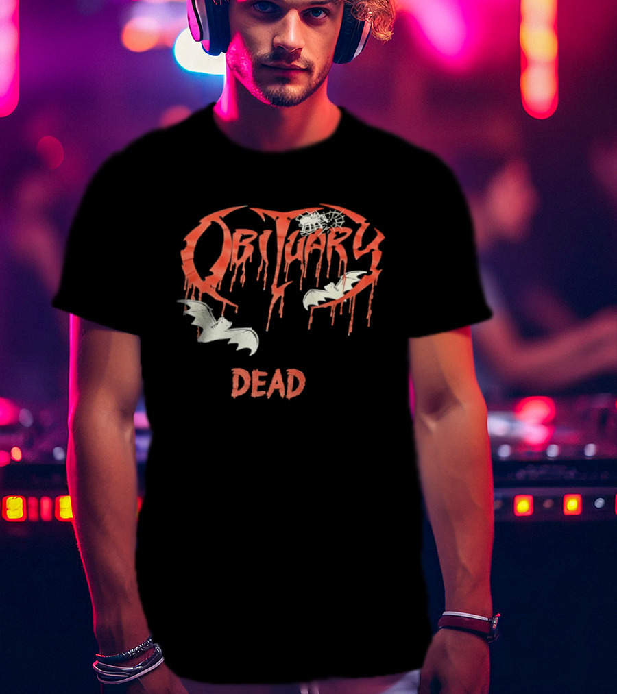 Obituary Dead With Dripping Letters And Flying Bats T-Shirt
