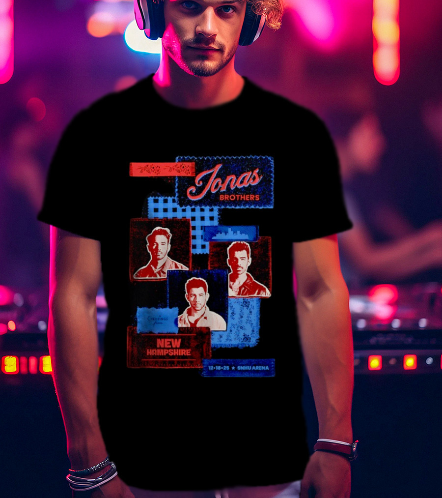 Jonas Brothers Greetings Your Hometown Manchester NH 12 18 25 SNHU Arena New Hampshire T-Shirt