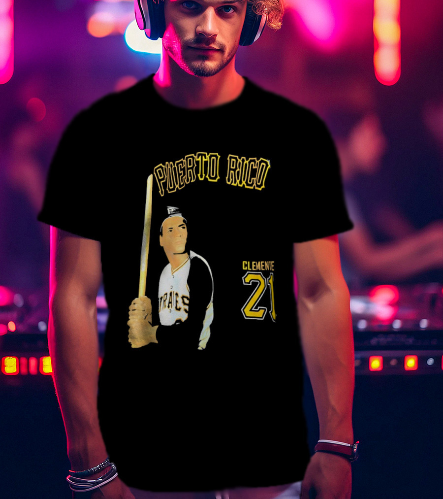Puerto Rico Roberto Clemente 21 Pittsburgh Pirates Baseball T-Shirt