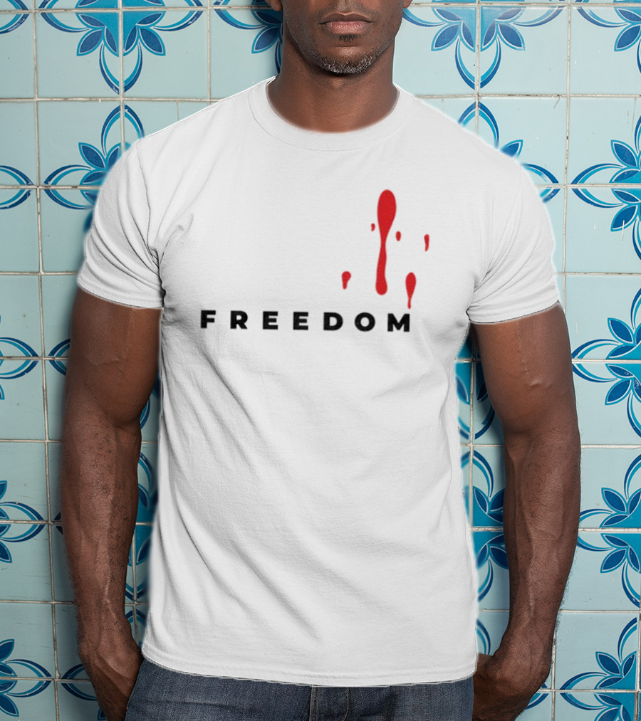 Charlie Kirk Liberty Freedom Memorial Blood Splatter T-Shirt