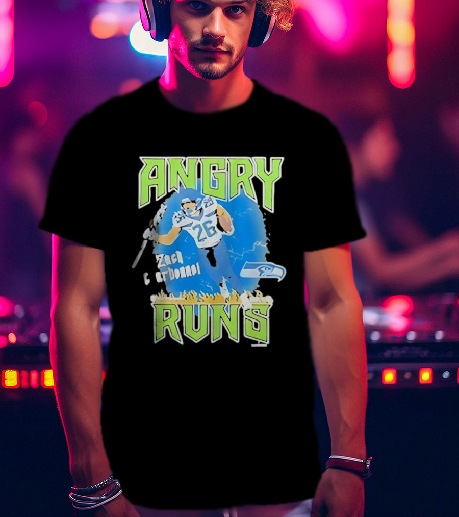 Seattle Seahawks Zach Charbonnet Angry Runs NFL Football 26 Seahawks Fan Gear T-Shirt