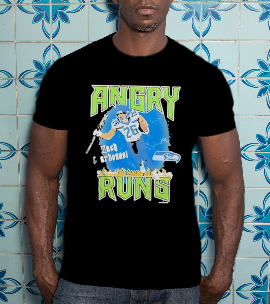 Seattle Seahawks Zach Charbonnet Angry Runs NFL Football 26 Seahawks Fan Gear T-Shirt