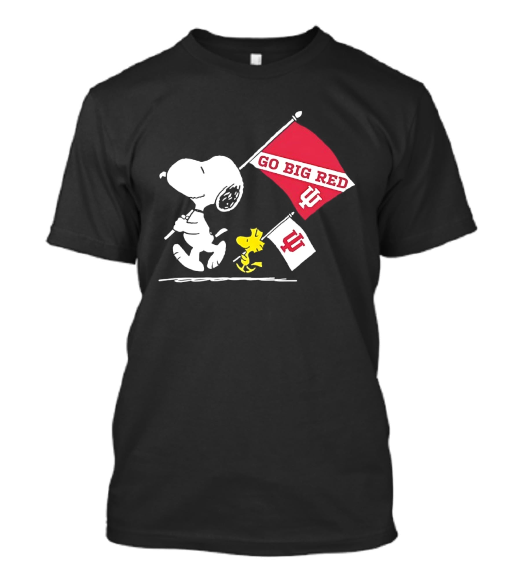 Snoopy Woodstock Go Big Red Indiana Hoosiers Flag T-Shirt
