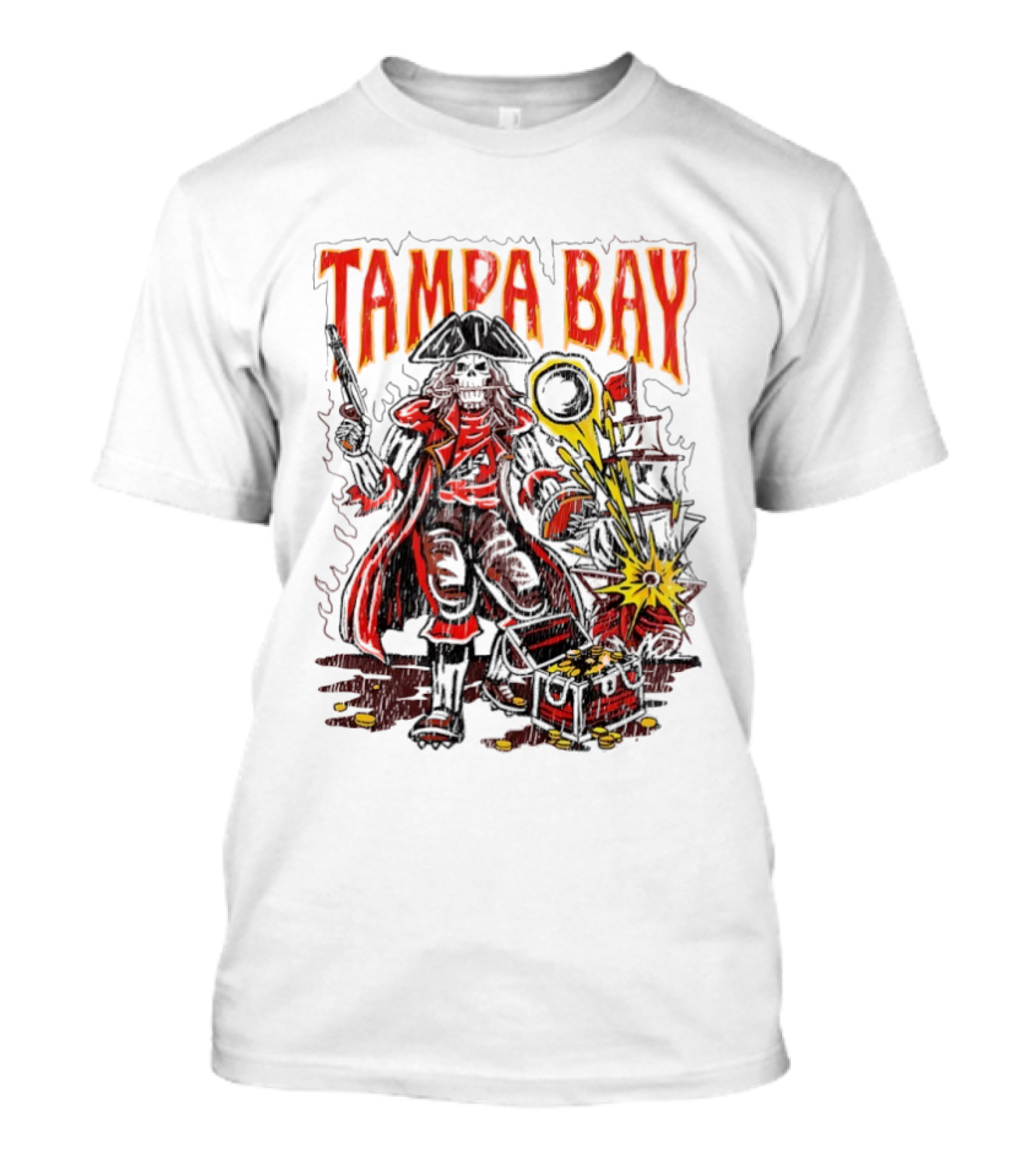 Tampa Bay Pirate Skeleton Exploding Cannonball T-Shirt