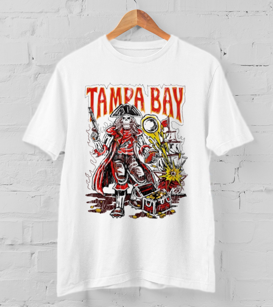Tampa Bay Pirate Skeleton Exploding Cannonball T-Shirt
