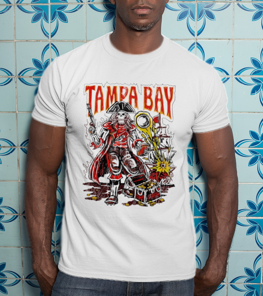 Tampa Bay Pirate Skeleton Exploding Cannonball T-Shirt