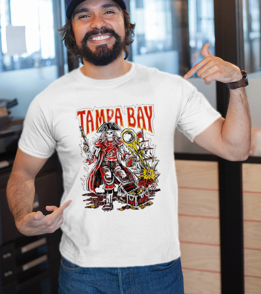 Tampa Bay Pirate Skeleton Exploding Cannonball T-Shirt