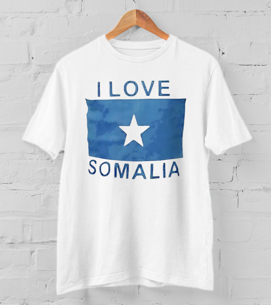 I Love Somalia Flag Blue Star T-Shirt
