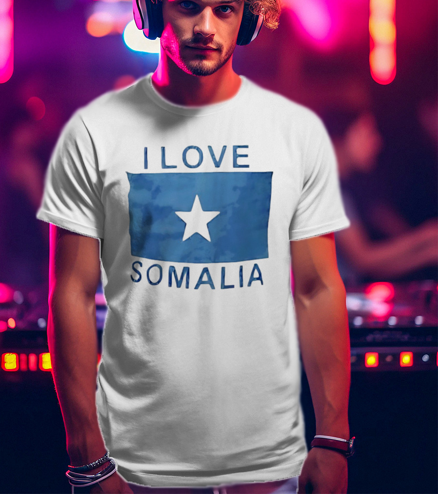 I Love Somalia Flag Blue Star T-Shirt