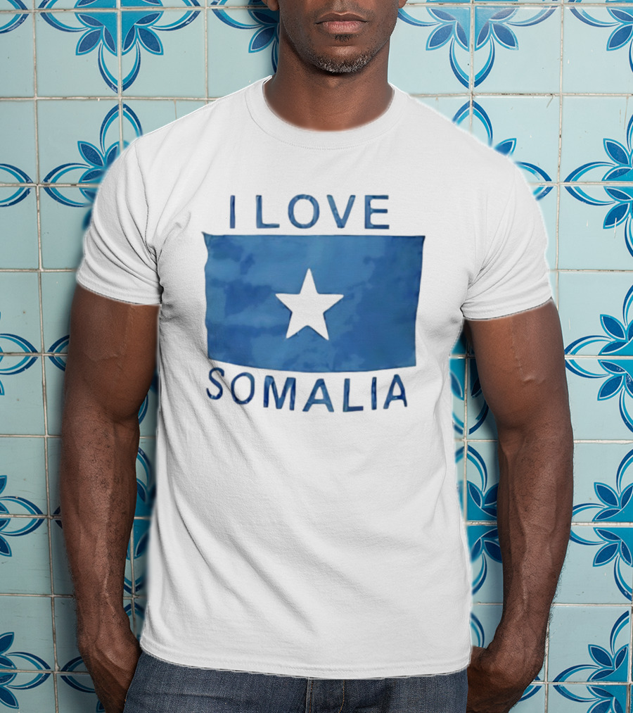 I Love Somalia Flag Blue Star T-Shirt