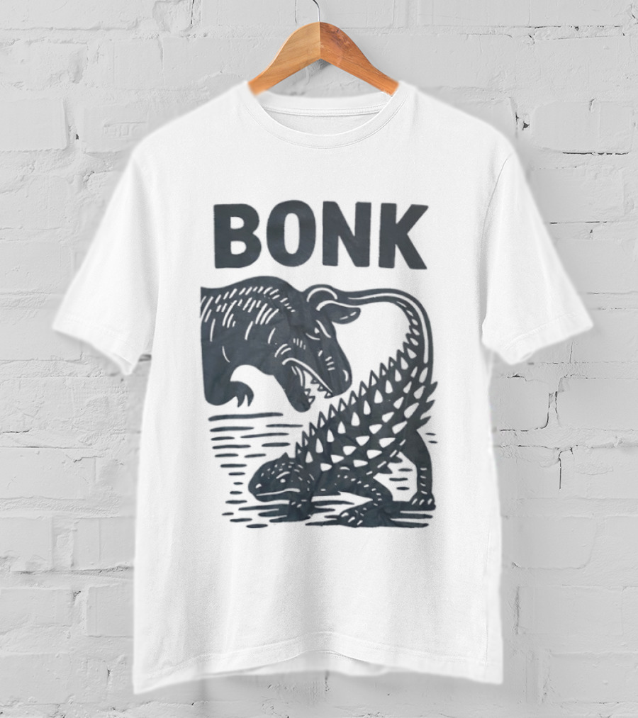 Late Cretaceous Dinosaur Bonk Scene With Spinosaurus And Ankylosaurus T-Shirt