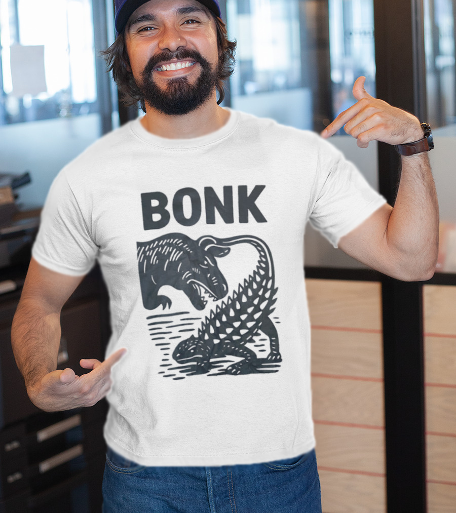 Late Cretaceous Dinosaur Bonk Scene With Spinosaurus And Ankylosaurus T-Shirt