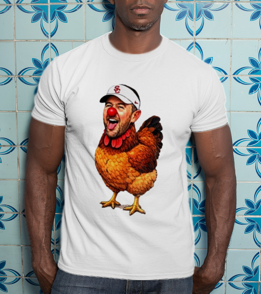 USC Coach Lincoln Riley Chicken Parody With Red Nose Clown Face T-Shirt