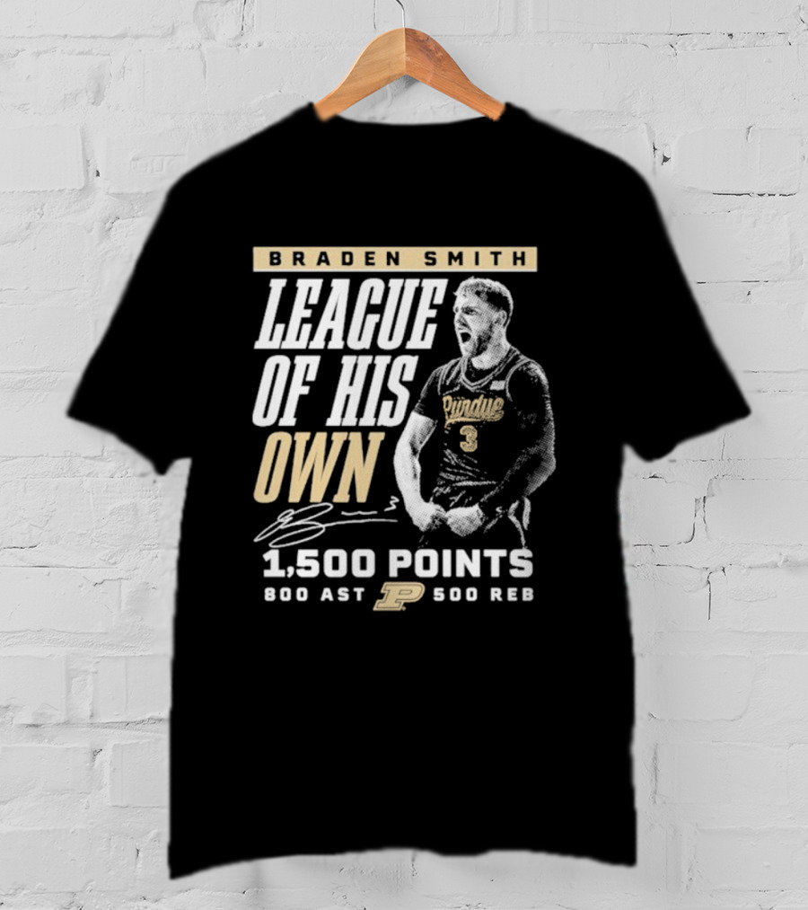 Braden Smith League Of His Own 1500 Points 800 Ast 500 Reb Purdue Boilermakers T-Shirt