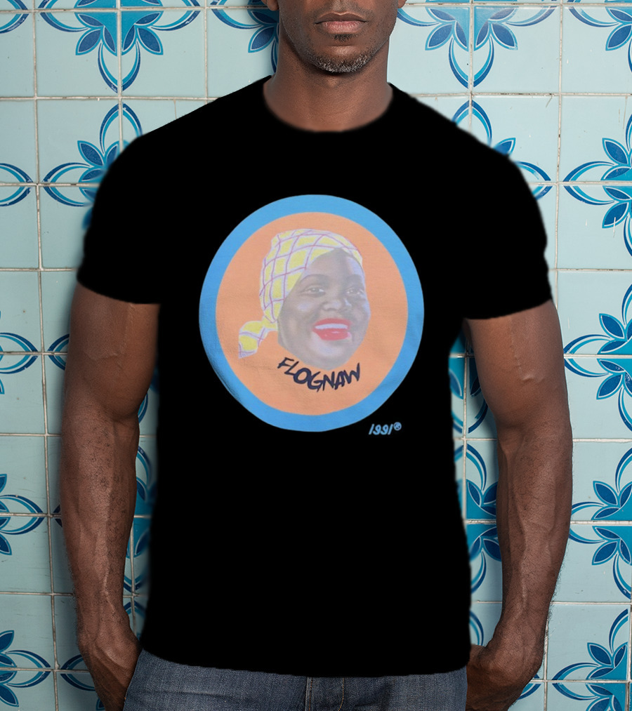 Golf Wang Flognaw Portrait Yellow Scarf Oval Blue Border T-Shirt