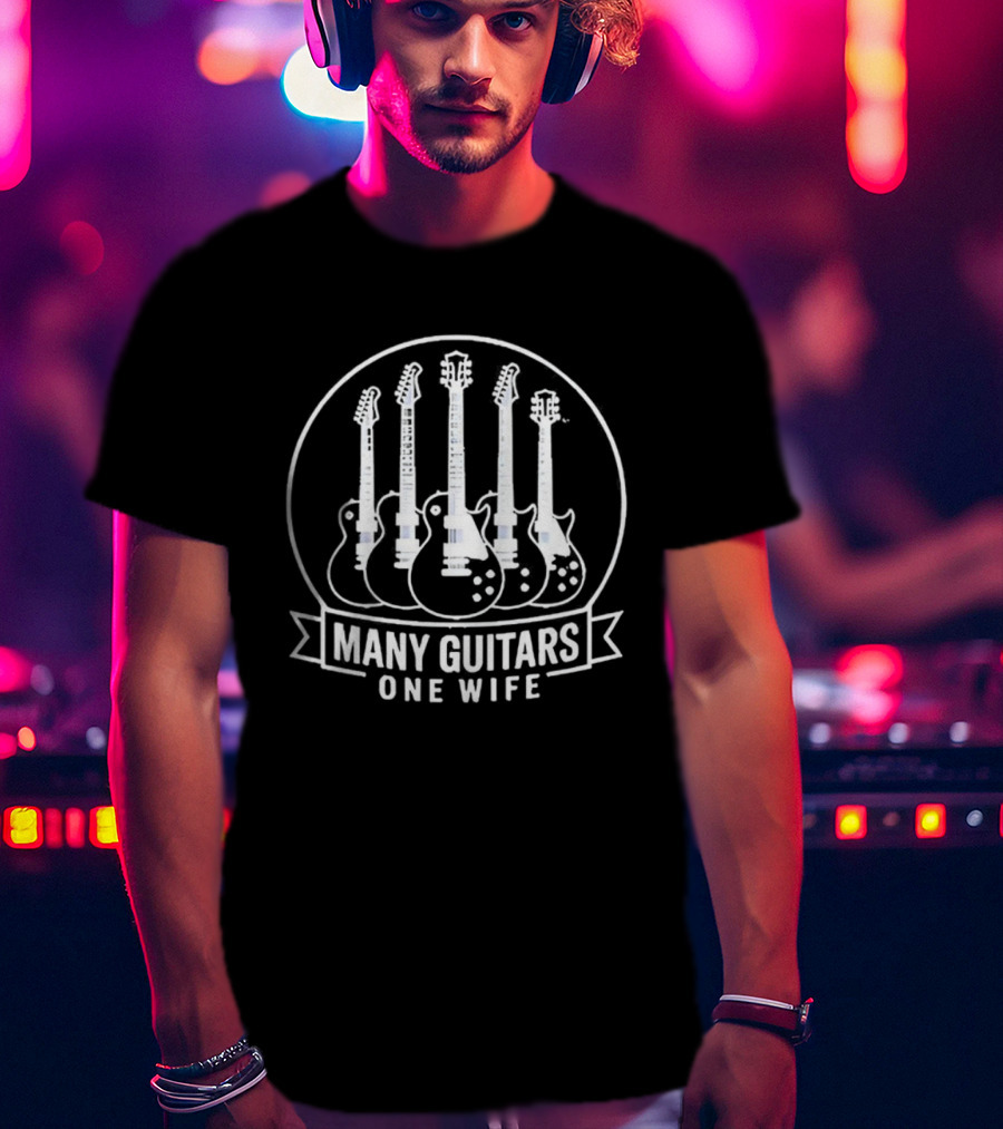 Many Guitars One Wife Circular Frame T-Shirt