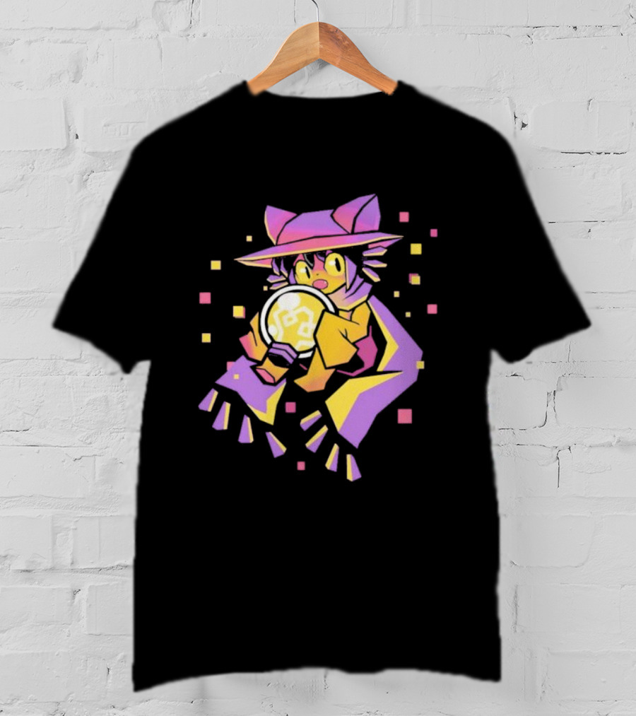 OneShot Niko Holding Lightbulb Pixel Art Purple Yellow T-Shirt