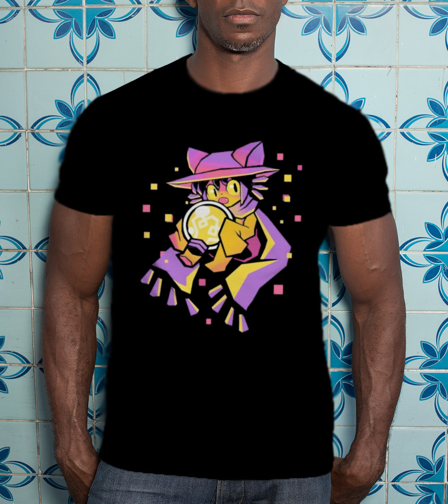 OneShot Niko Holding Lightbulb Pixel Art Purple Yellow T-Shirt