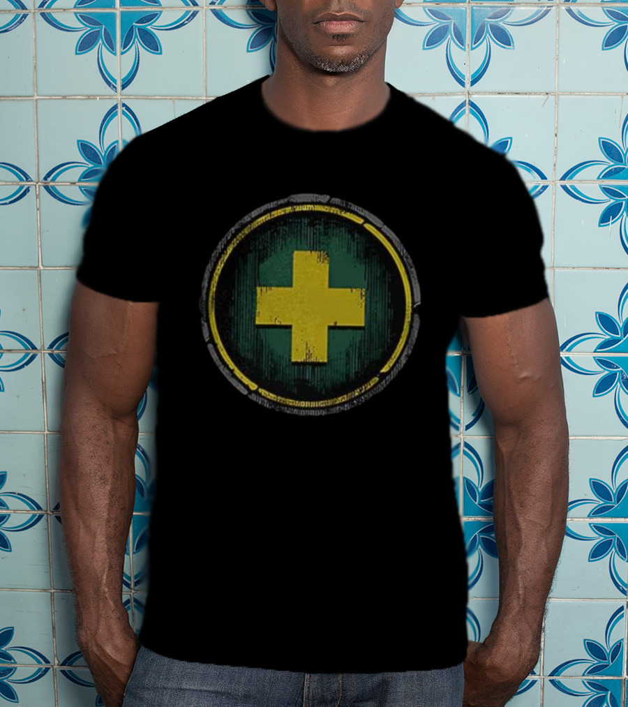 Wow Dungeon Role Heal Iconic Yellow Cross T-Shirt