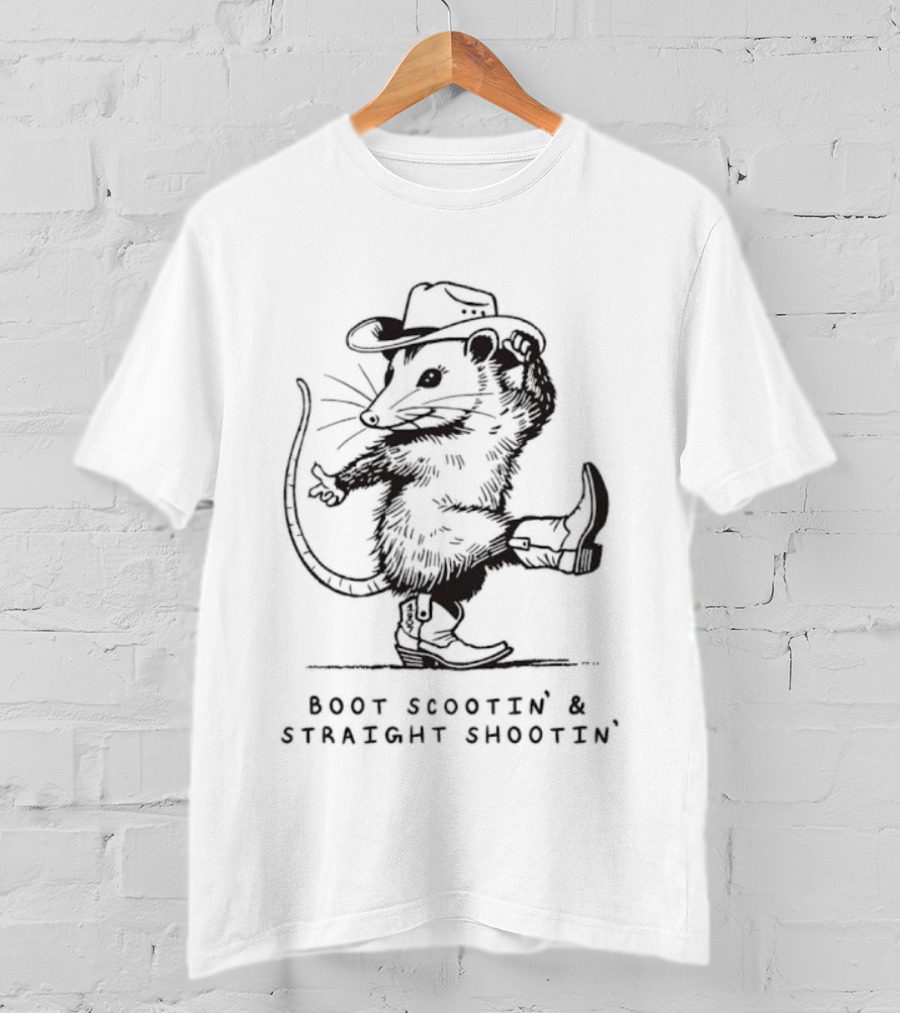 Cowboy Opossum Boot Scootin' Straight Shootin T-Shirt