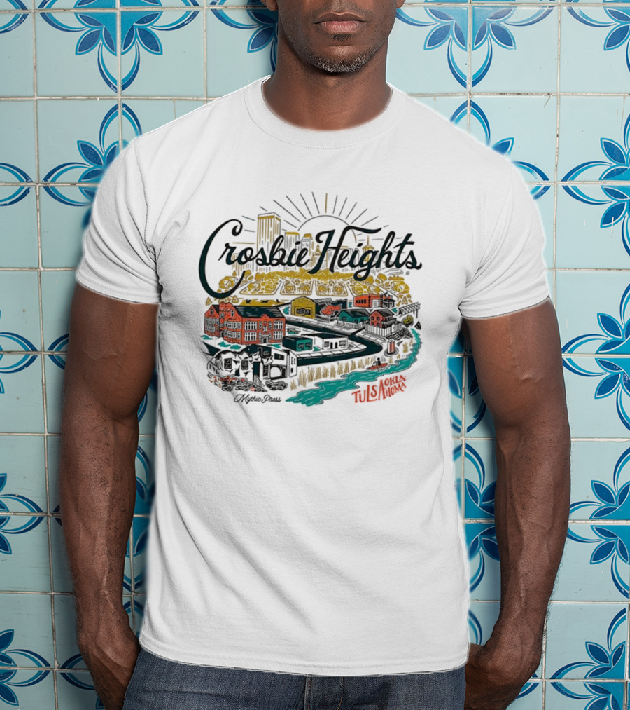 Crosbie Heights Tulsa City Riverfront Neighborhood Scene T-Shirt