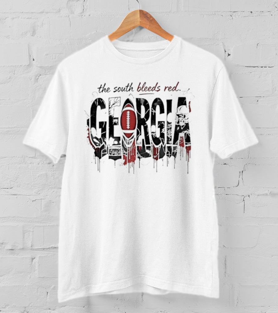 Georgia Bulldogs Football The South Bleeds Red Lights T-Shirt