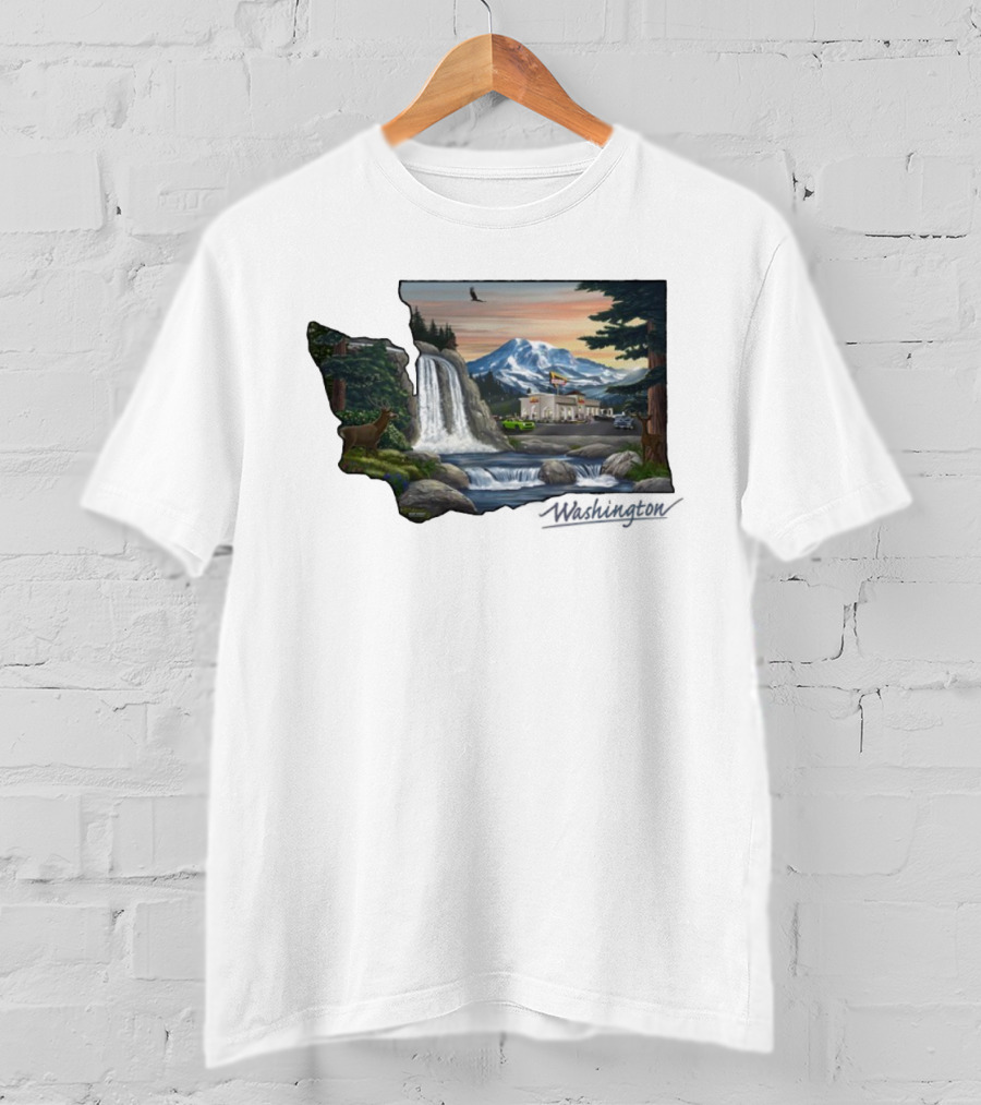 In N Out Burger Mount St Helens Washington Waterfall Scenery T-Shirt