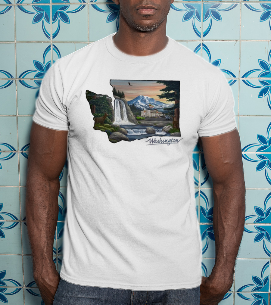 In N Out Burger Mount St Helens Washington Waterfall Scenery T-Shirt