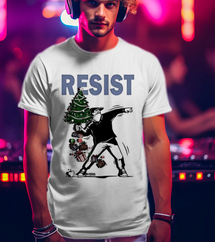 Resist Christmas Tree Throwing Festive Revolution T-Shirt