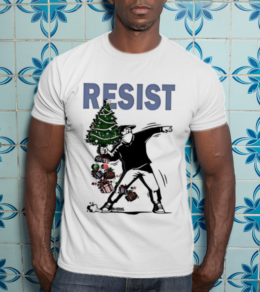 Resist Christmas Tree Throwing Festive Revolution T-Shirt