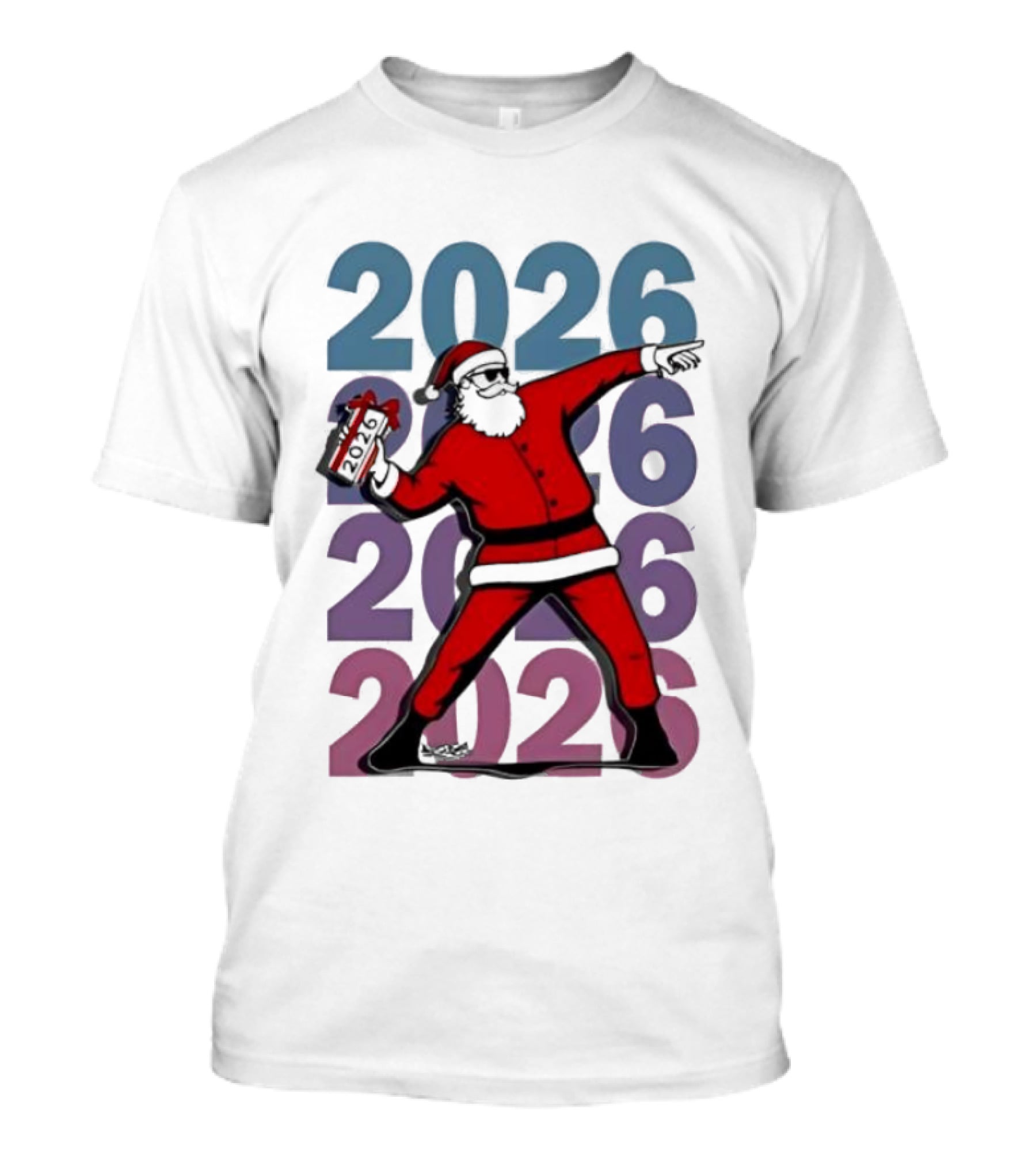 Dancing Santa 2026 Countdown Bold Repeat T-Shirt