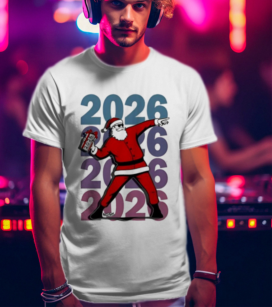 Dancing Santa 2026 Countdown Bold Repeat T-Shirt