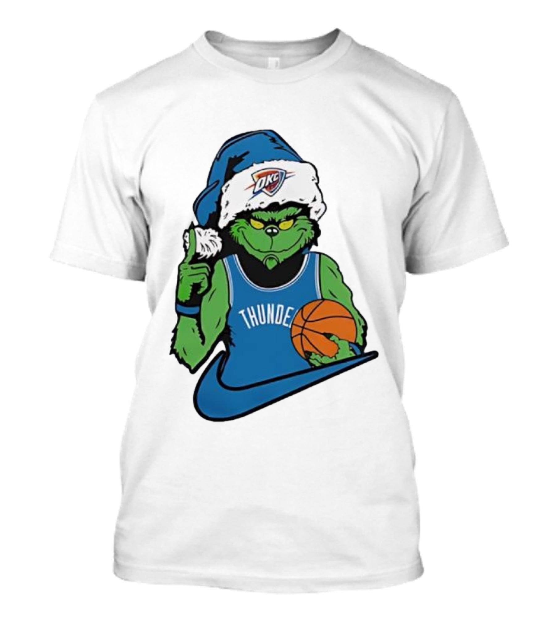OKC Thunder Grinch Santa Hat Basketball Nike T-Shirt