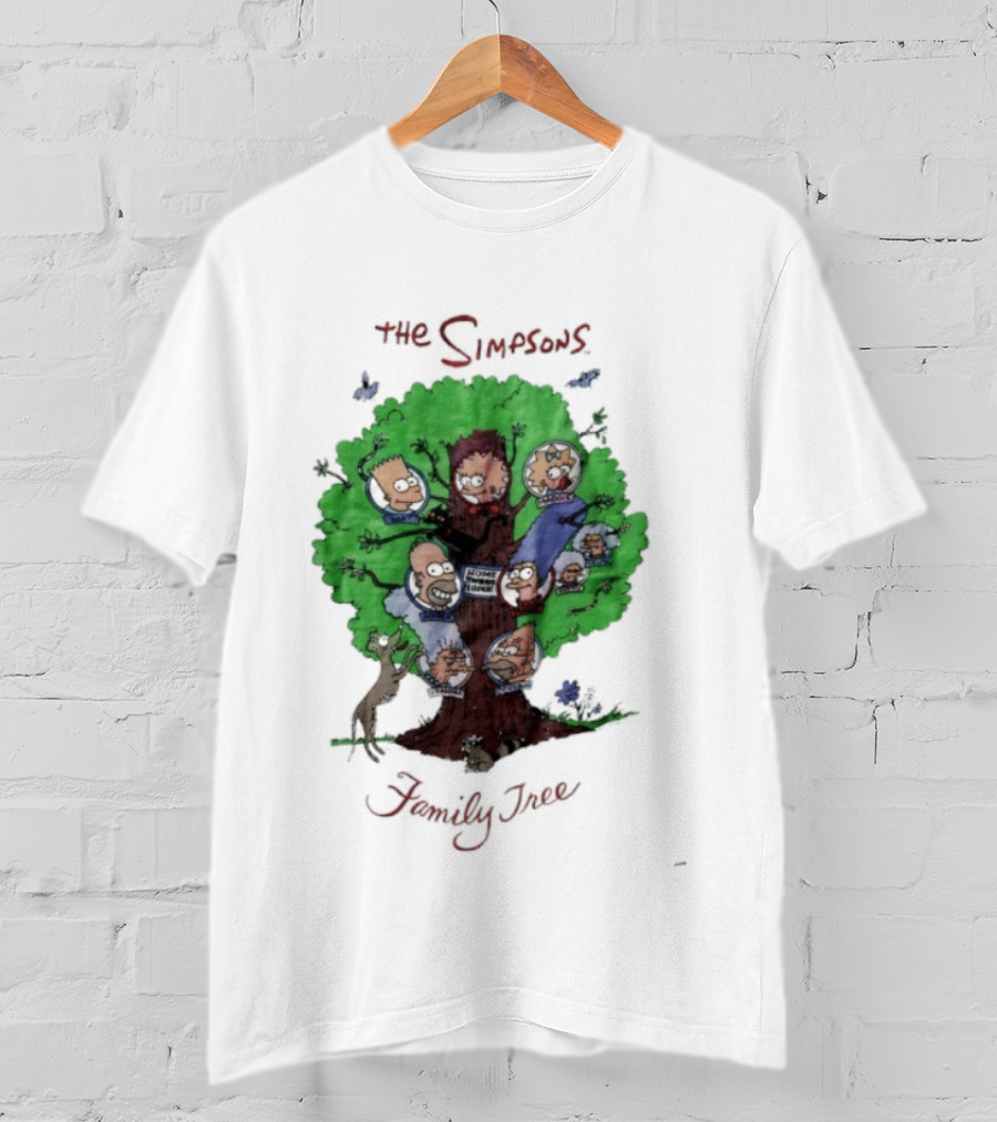The Simpsons Family Tree Illustration With Iconic Characters Doubling As Branches T-Shirt