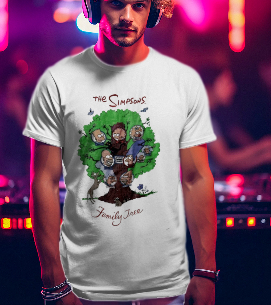 The Simpsons Family Tree Illustration With Iconic Characters Doubling As Branches T-Shirt