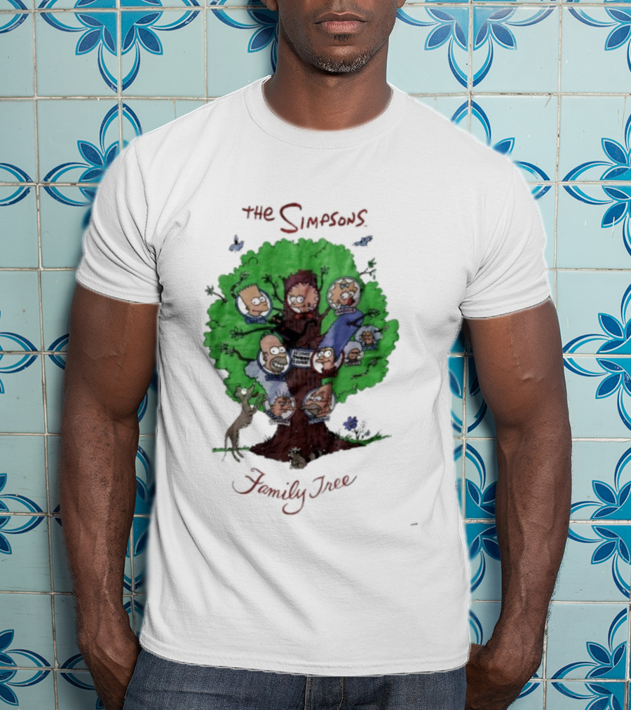 The Simpsons Family Tree Illustration With Iconic Characters Doubling As Branches T-Shirt