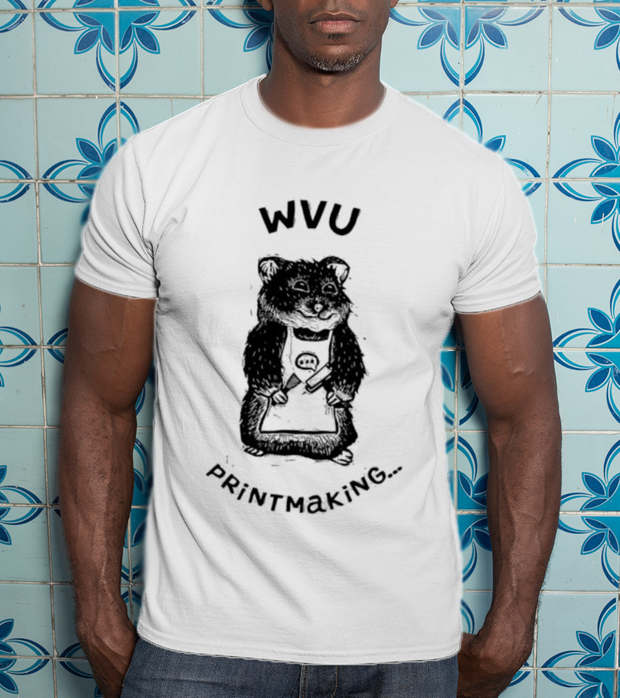 WVU Engraved Hamster Chef Printmaking T-Shirt