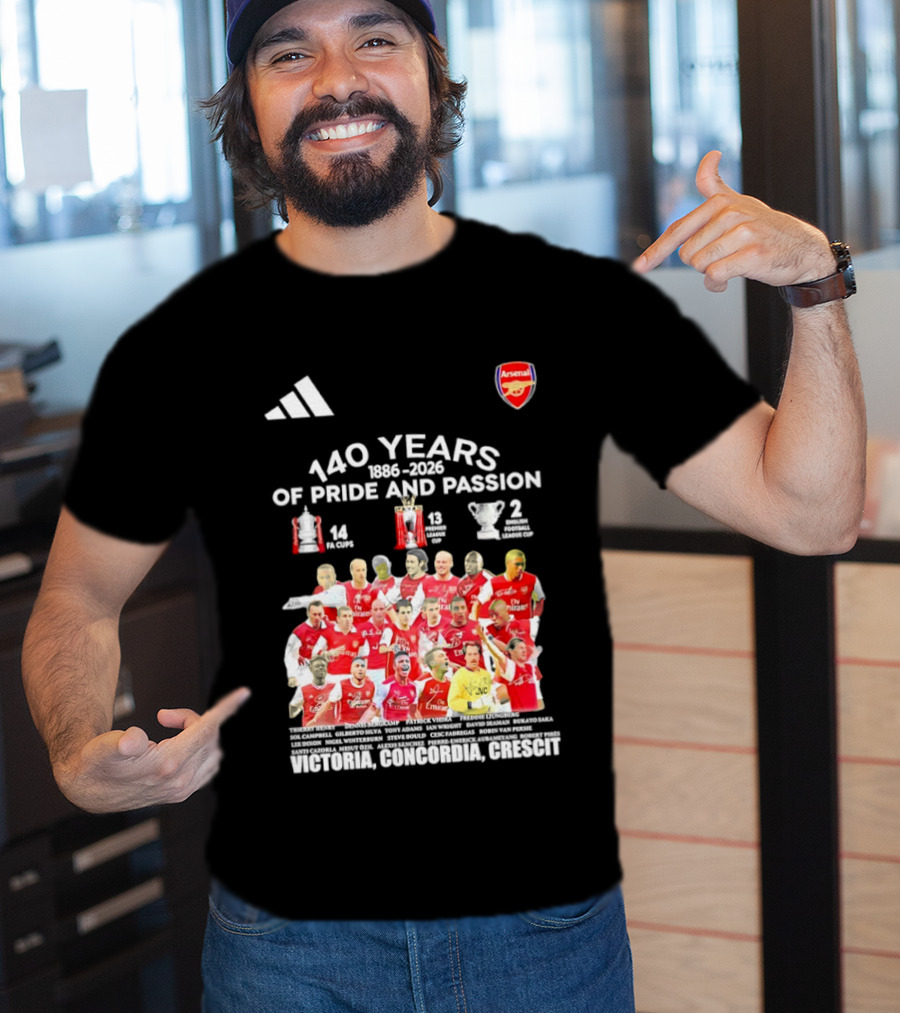 Arsenal FC 140 Years Pride Passion 1886 2026 Victoria Concordia Crescit T-Shirt