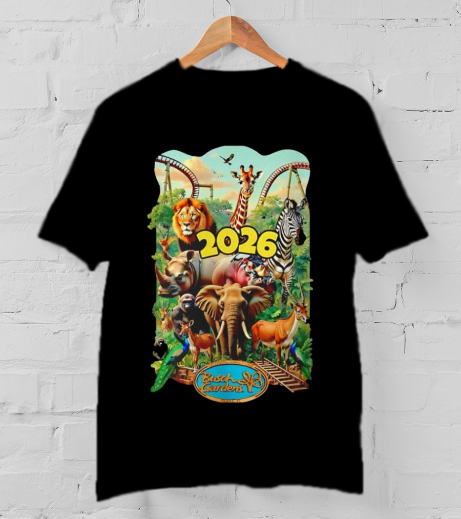 Busch Gardens 2026 Animals Lion Elephant Giraffe Zebra Tampa Roller Adventure T-Shirt