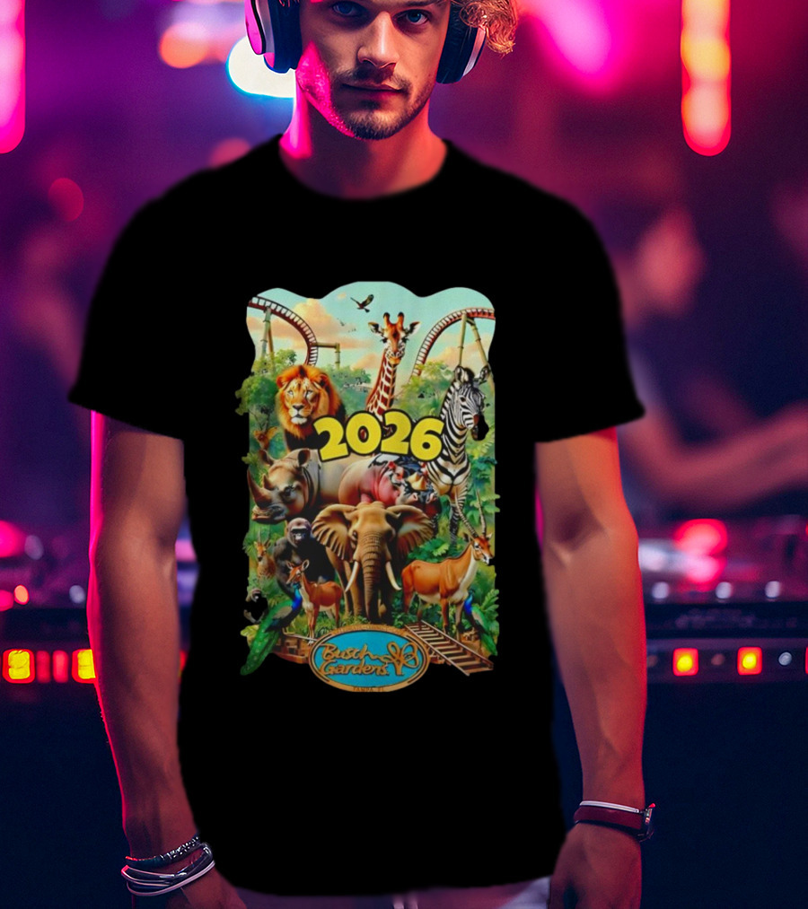 Busch Gardens 2026 Animals Lion Elephant Giraffe Zebra Tampa Roller Adventure T-Shirt