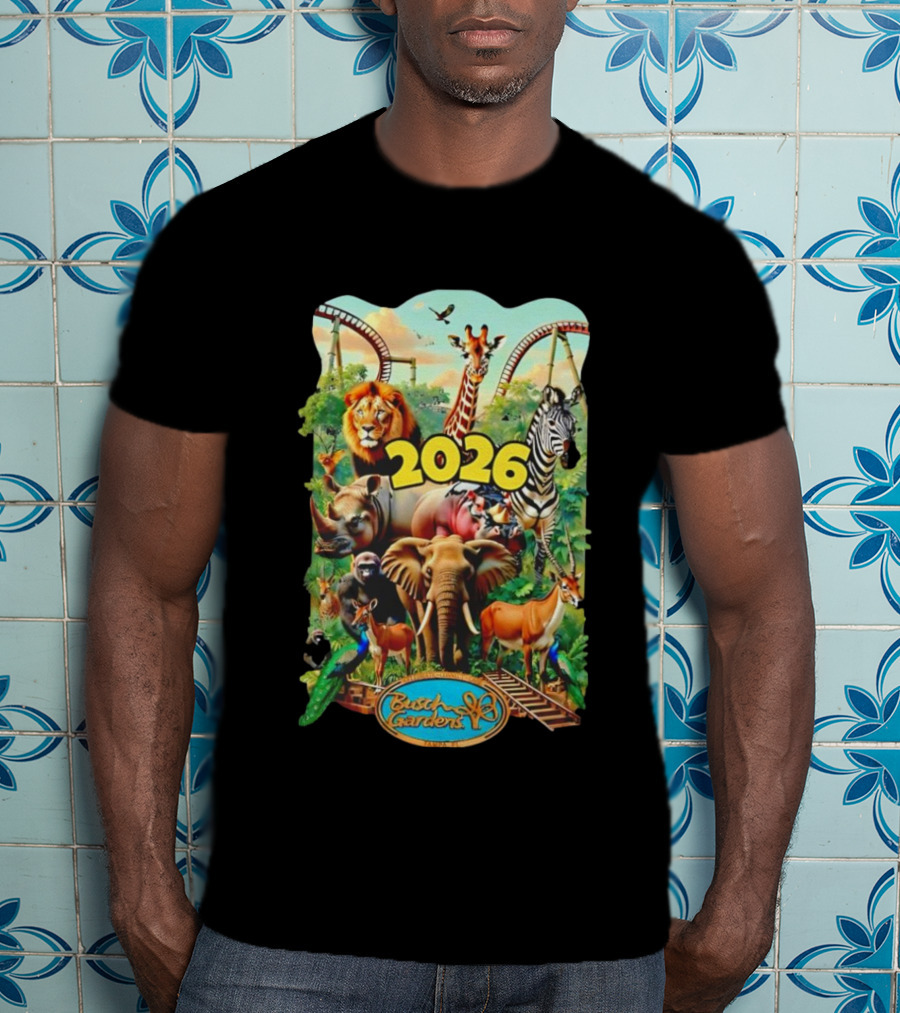 Busch Gardens 2026 Animals Lion Elephant Giraffe Zebra Tampa Roller Adventure T-Shirt