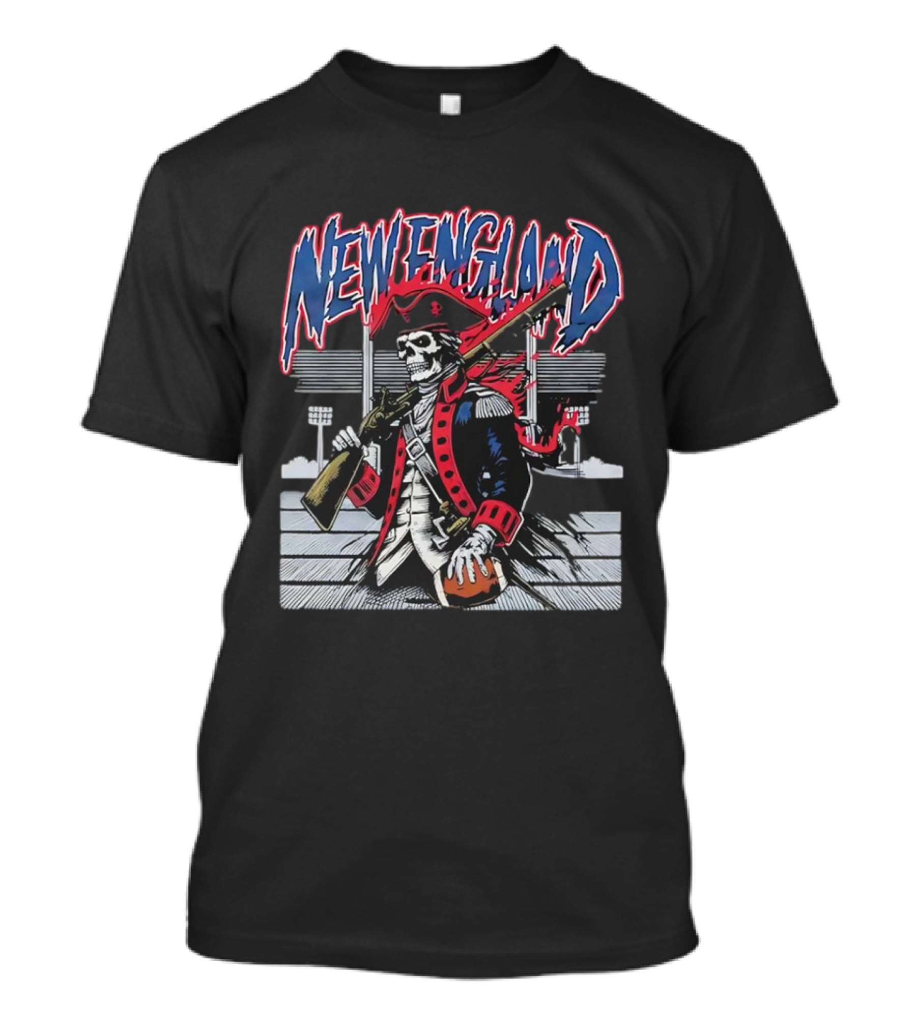 New England Patriots Skeleton With Musket And Football T-Shirt