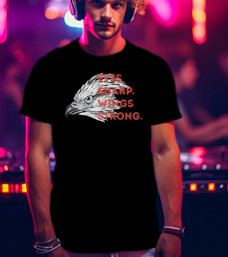 Raptor Bird Head Eyes Sharp Wings Strong T-Shirt